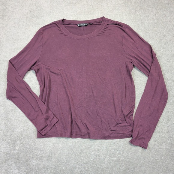 Athleta Shirt Womens Medium Plum Long Sleeve Crew Neck Modal Blend Athleisure — photo 2